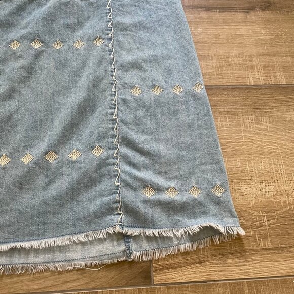 Free People Dress Womens M Denim Lightweight Embroidered Sun Mini Sleeveless - Picture 4 of 11